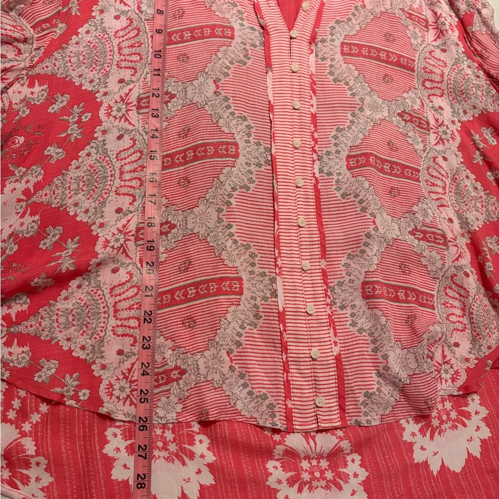 Free People Flowy Pink Long Sleeve Patterned Shirt xl X-large - Picture 11 of 11
